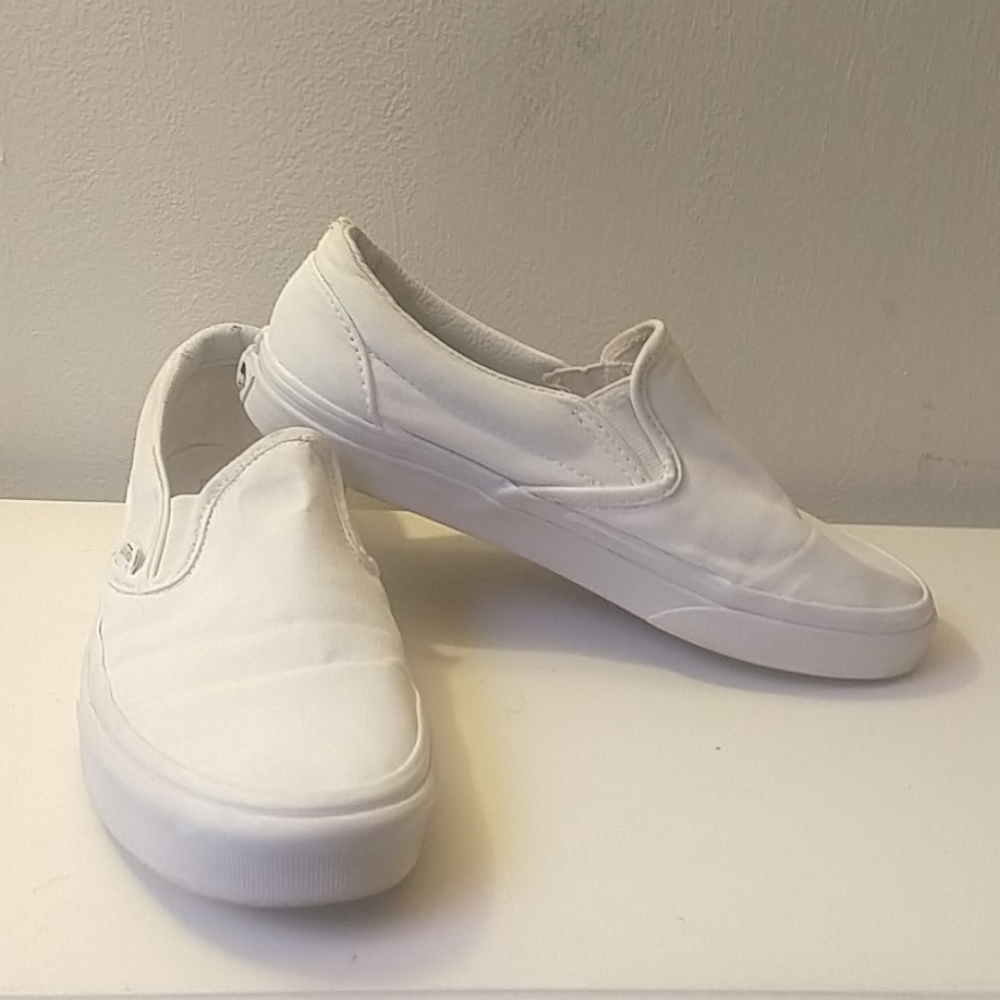 White slip on vans